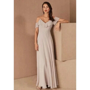 NWT BHLDN Jenny Yoo Mila Convertible Ruffle Maxi Dress in Woodrose